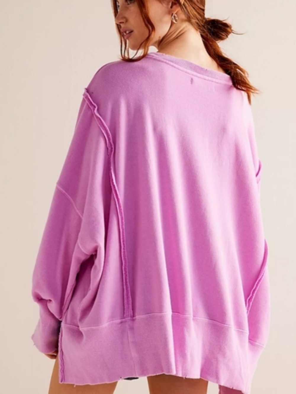 Free People Camden Oversized Sweatshirt Bubble Tea - Picture 2 of 8